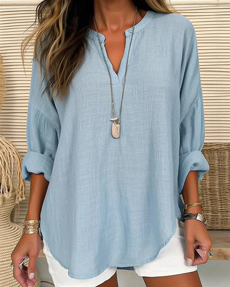 Solmira™ – Relaxed Linen Blend Top For Woman