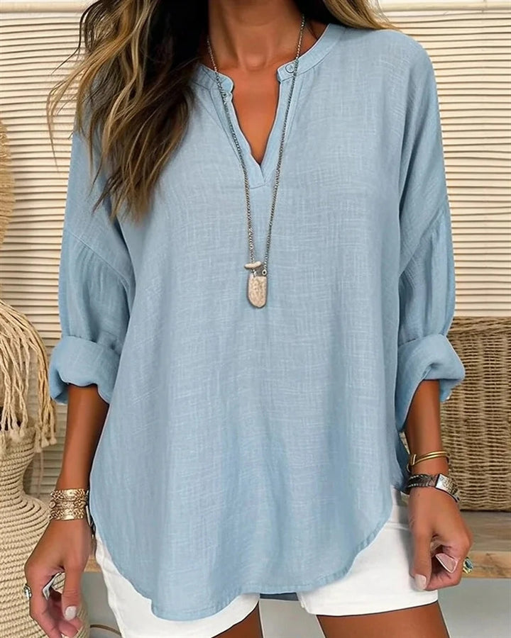 Solmira™ – Relaxed Linen Blend Top For Woman