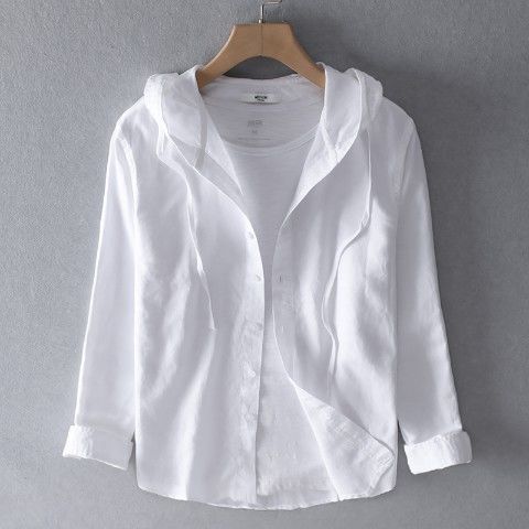 LinoVerve™ – Woman Hooded Linen Shirt