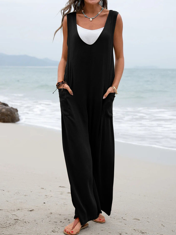 Elodie™ – V‑Neck Relaxed Jumpsuit