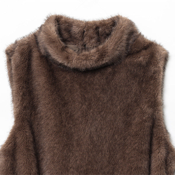 Ellora™ – Belted Woman Turtleneck Sleeveless Blouse