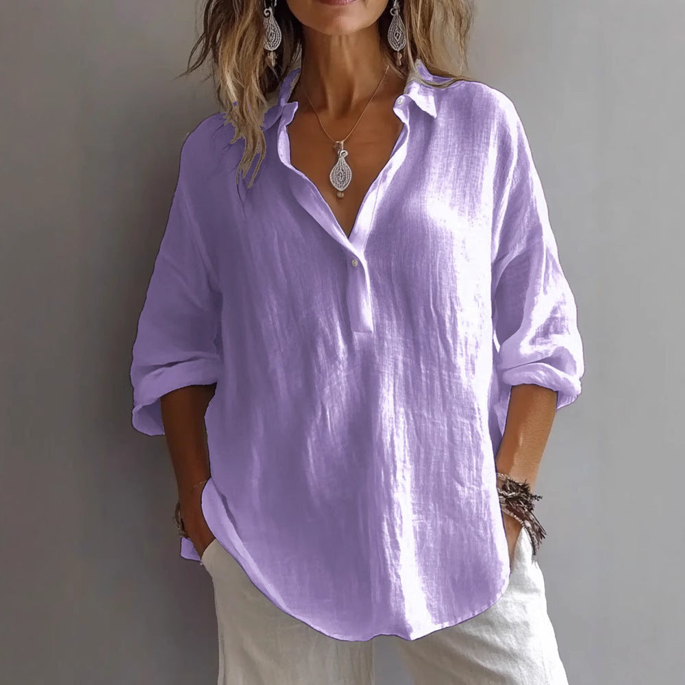 LunaLuxe™ – relaxed cotton lapel pullover