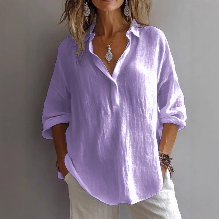 LunaLuxe™ – relaxed cotton lapel pullover