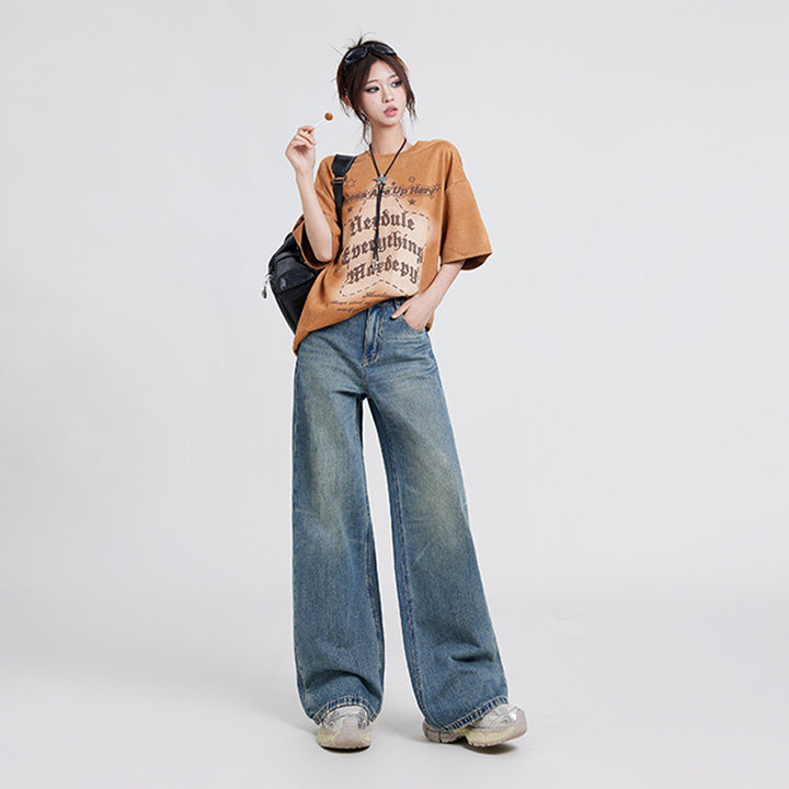 DenimFlow™ – Women’s High-Waist Baggy Straight-Leg Jeans