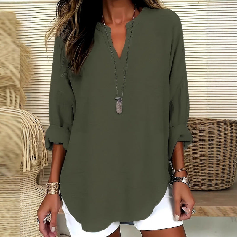 Solmira™ – Relaxed Linen Blend Top For Woman