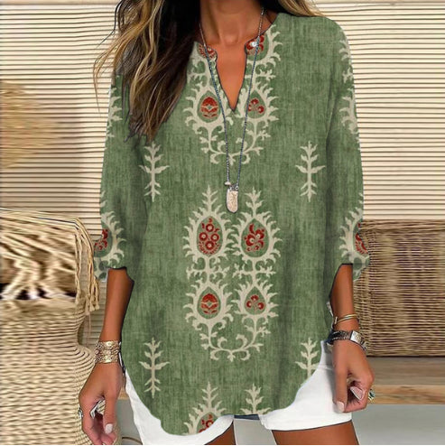 Solmira™ – Relaxed Linen Blend Top For Woman