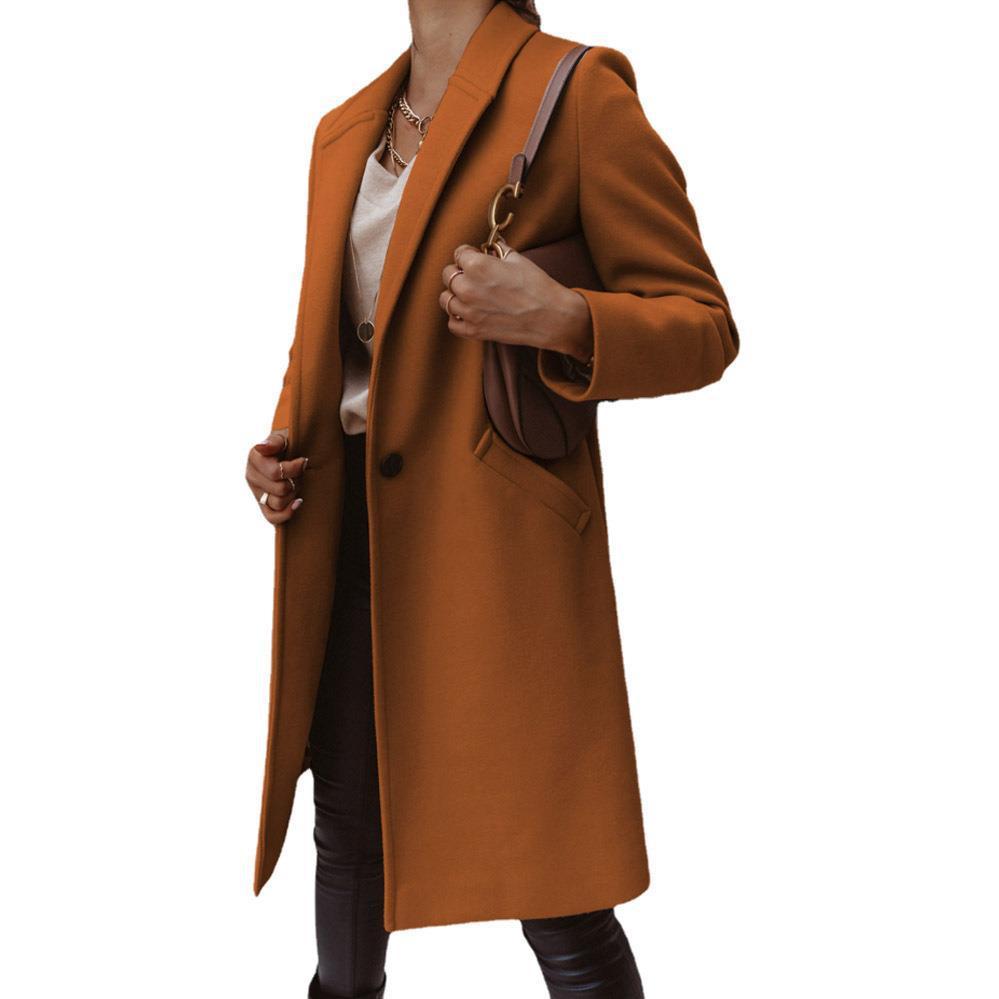 UrbanEase™ Women’s Wool Coat – Narrow Fit, Stand Lapel