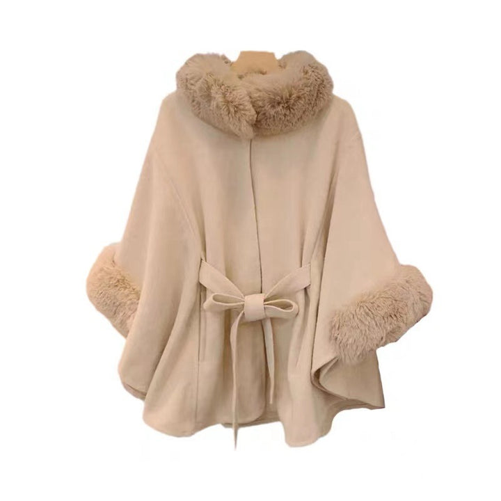 Vivienne™ – Wool Woman Blend Fur-Collar Cape Wrap