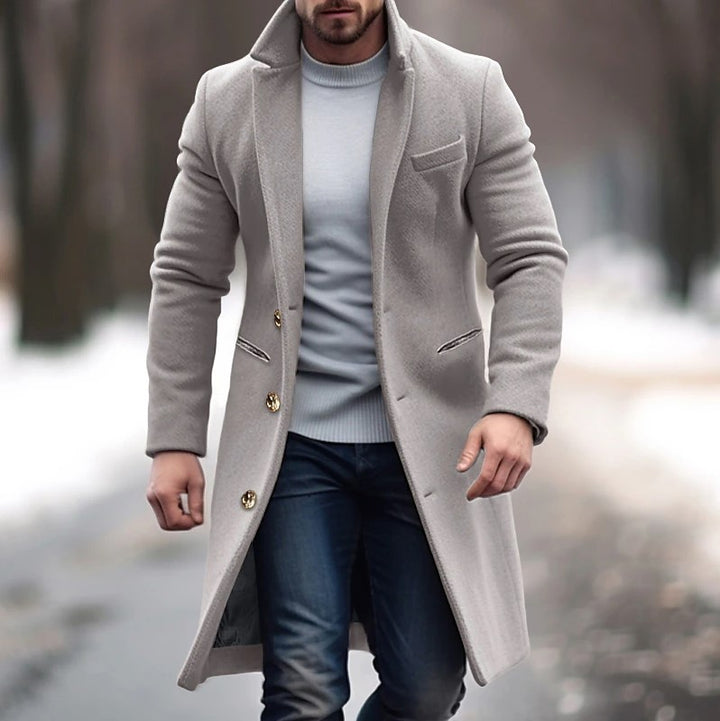 UrbanStride™ – Single-Breasted Lapel Trench Coat for Men
