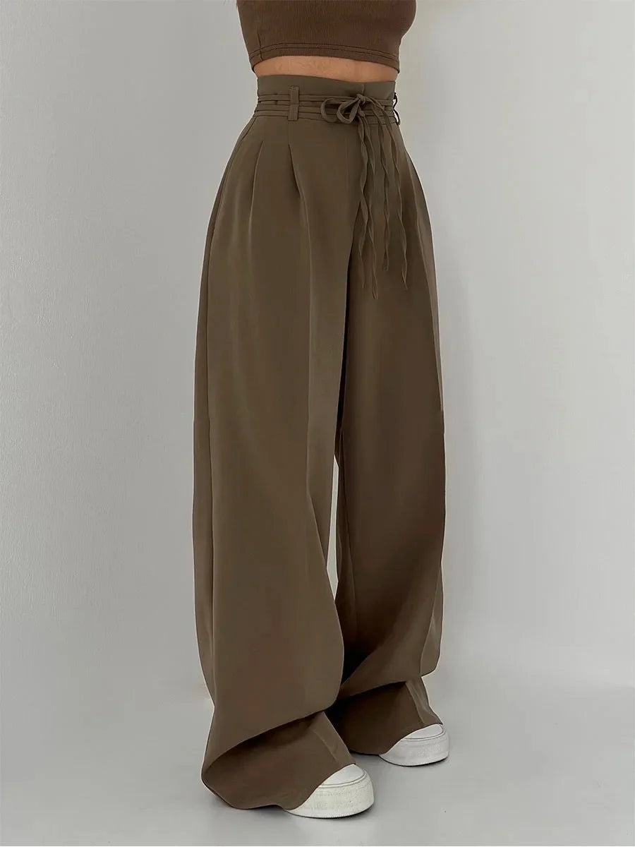Caelina™ – Tailored Lace-Up Straight Pants