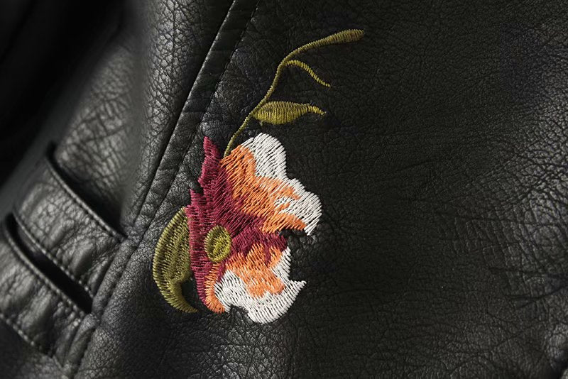 RebelBloom™ – Stud & Embroidery Moto Jacket For Woman