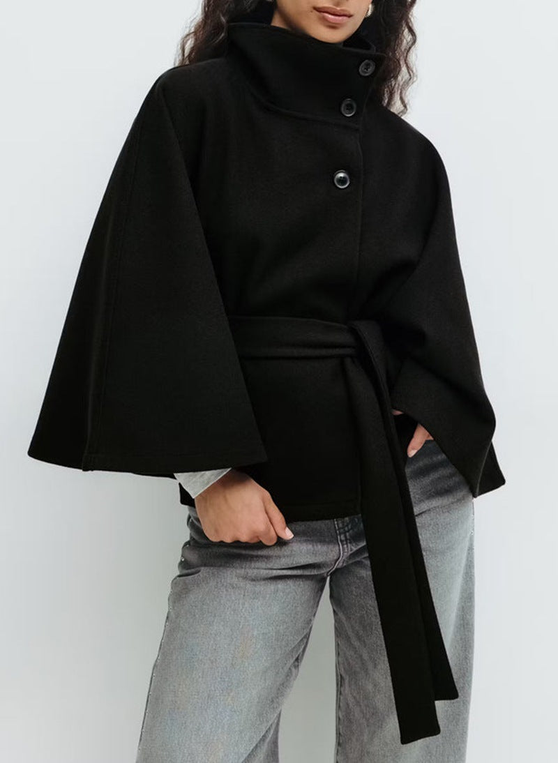 LuxeWing™ – Belted High-Collar Batwing Trench for Women