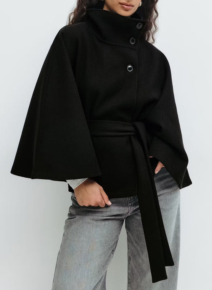 LuxeWing™ – Belted High-Collar Batwing Trench for Women