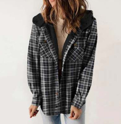 Plaidwyn™ Plaid Hooded Coat – Women’s Fleece-Lined Outerwear