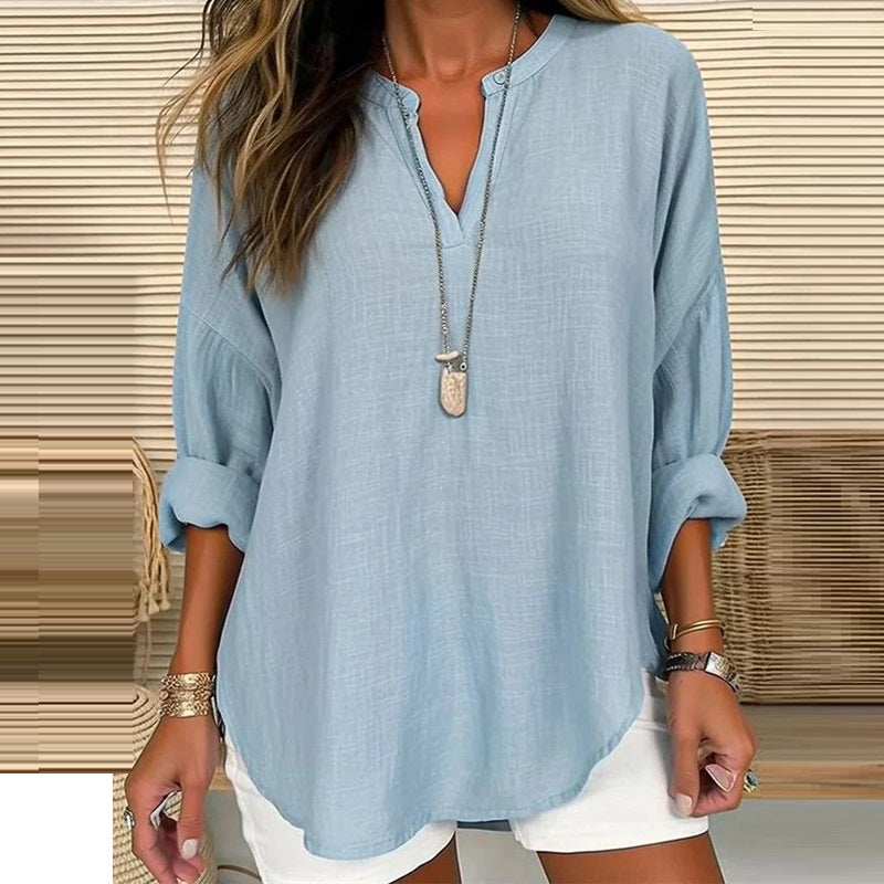 Solmira™ – Relaxed Linen Blend Top For Woman