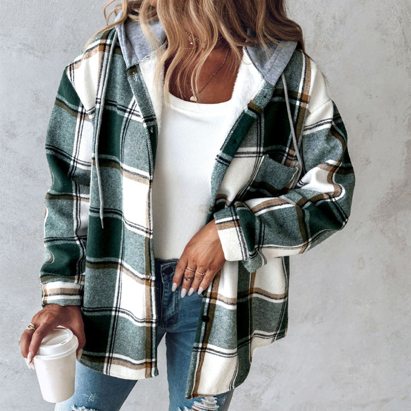 Tarta™ – Fashion Plaid Hooded Jacket with Pockets