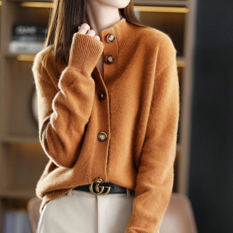 StandMuse™ – Women’s Retro Stand-Collar Knit Cardigan Coat