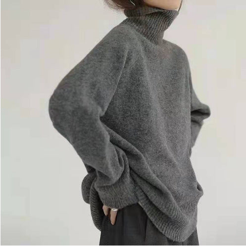 LuxeLoft™ – Woman High-Neck Relaxed Knit Sweater
