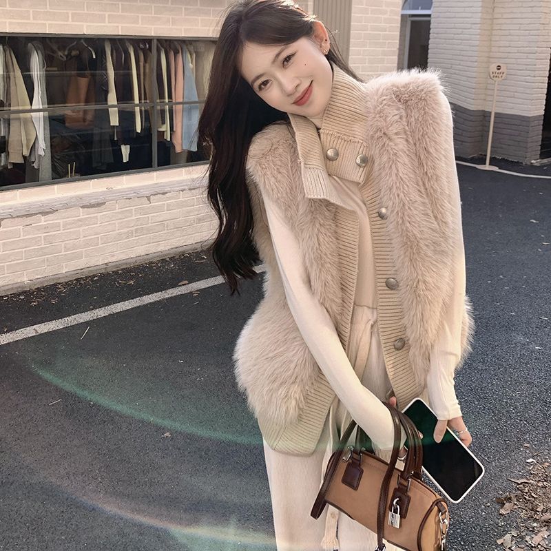 Vierre™ – Luxe Mink Woman Knit Sleeveless Vest-Coat