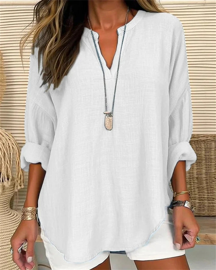 Solmira™ – Relaxed Linen Blend Top For Woman