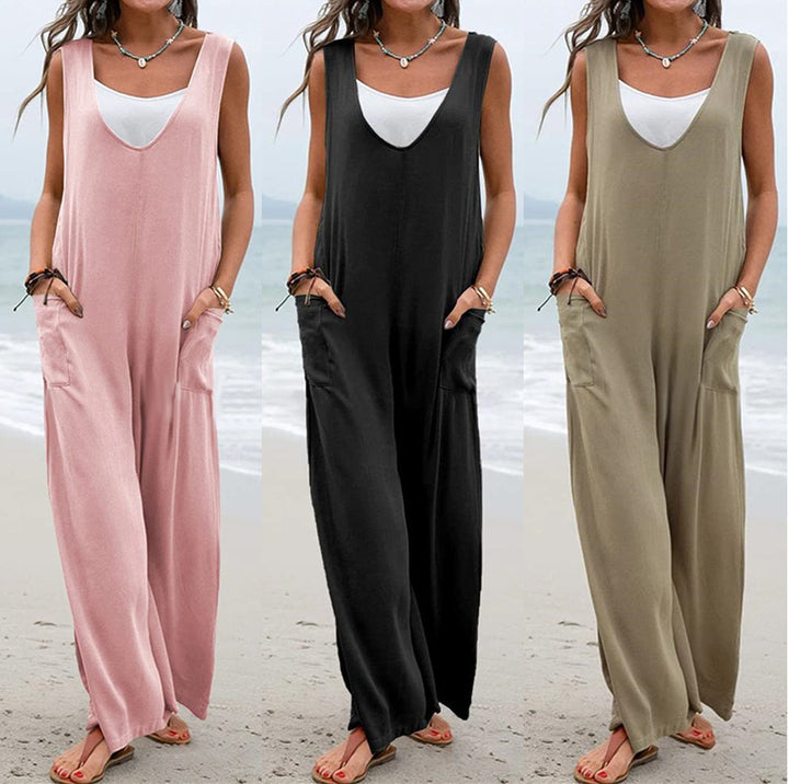 Elodie™ – V‑Neck Relaxed Jumpsuit