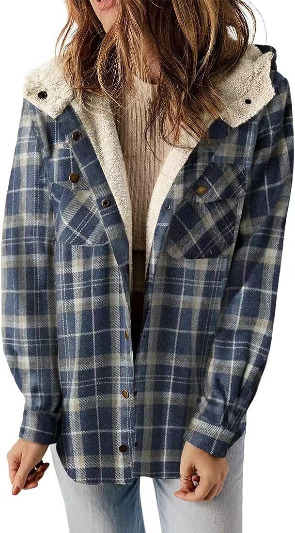 Plaidwyn™ Plaid Hooded Coat – Women’s Fleece-Lined Outerwear