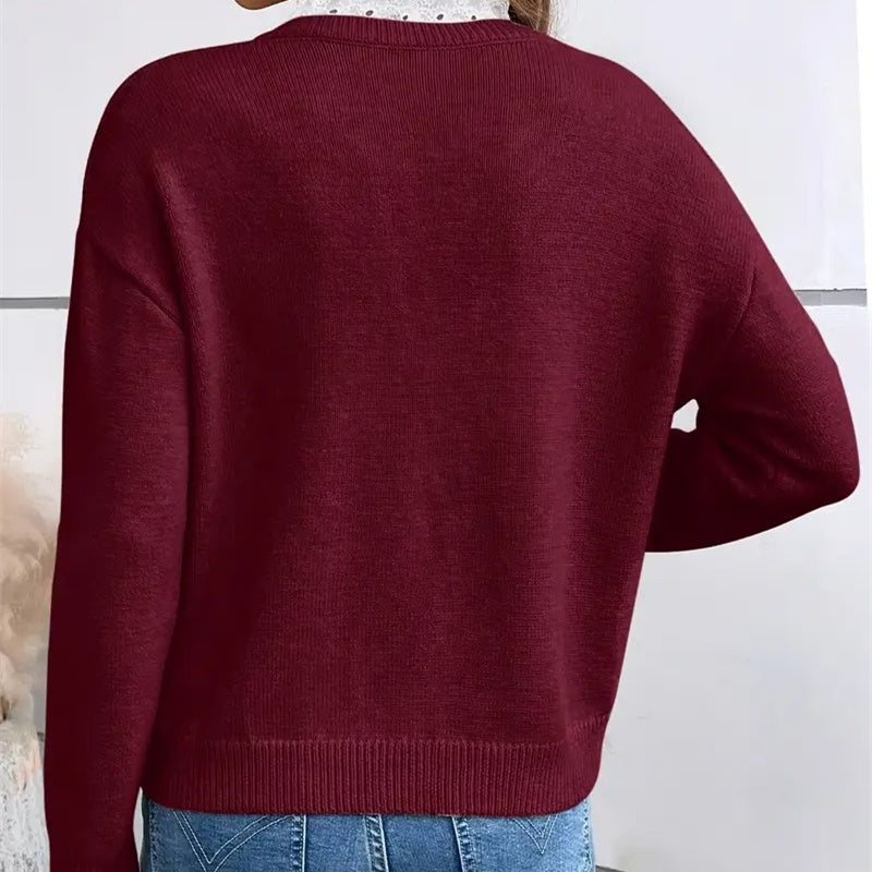 Elsera™ – Women’s Lace V-Neck Winter Sweater