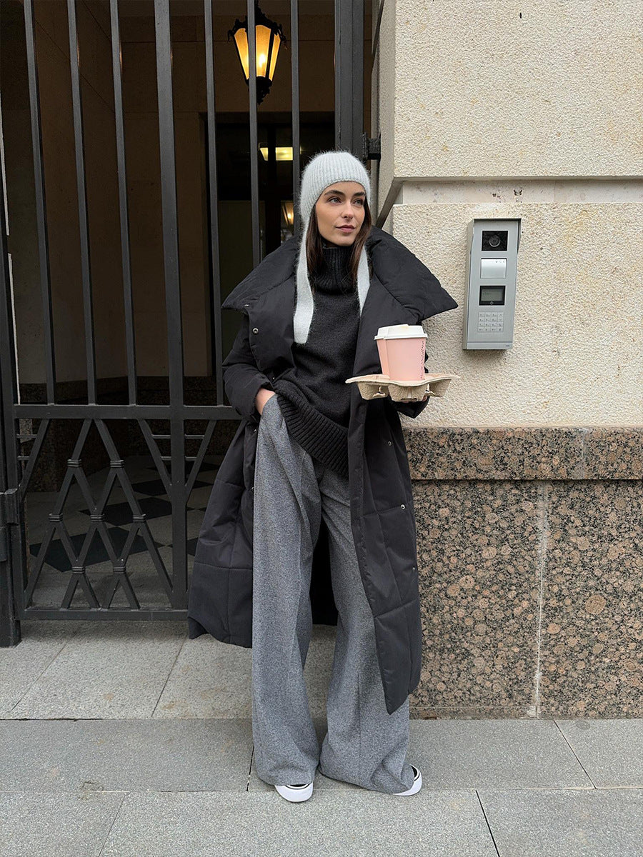 Evora™ | Women’s Stand-Collar Cotton Long Coat