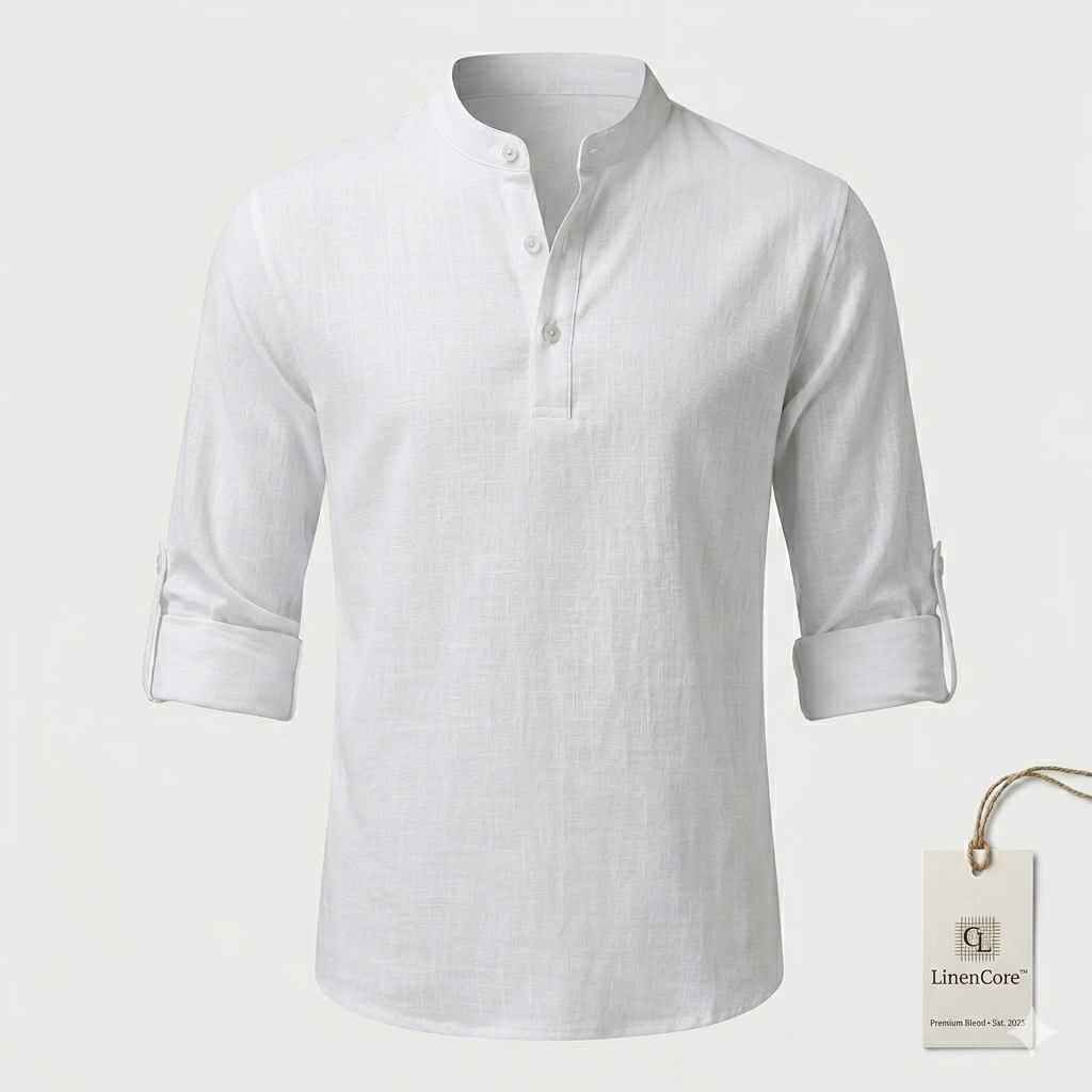 LinenCore™ – Men’s Loose Cotton-Linen Long-Sleeve Shirt