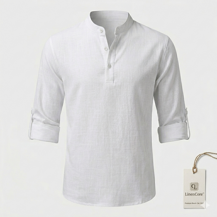 LinenCore™ – Men’s Loose Cotton-Linen Long-Sleeve Shirt