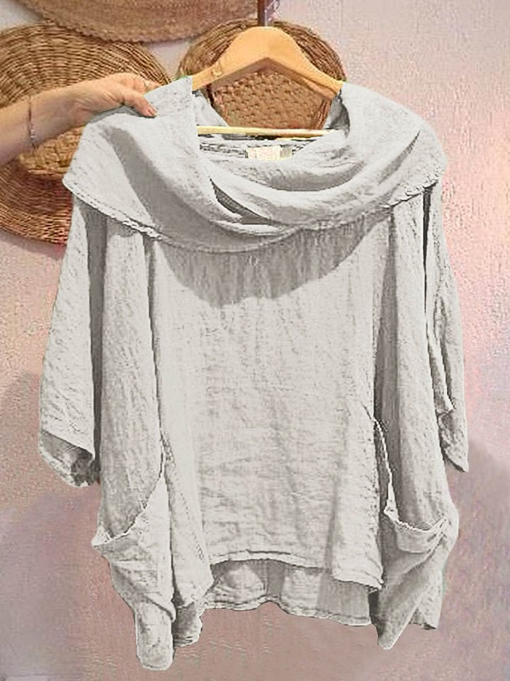 Amara™ – Draped Neck Linen Top