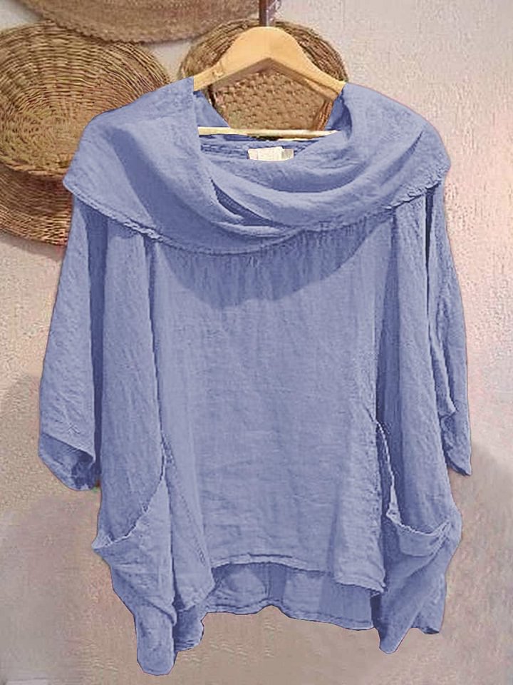Amara™ – Draped Neck Linen Top