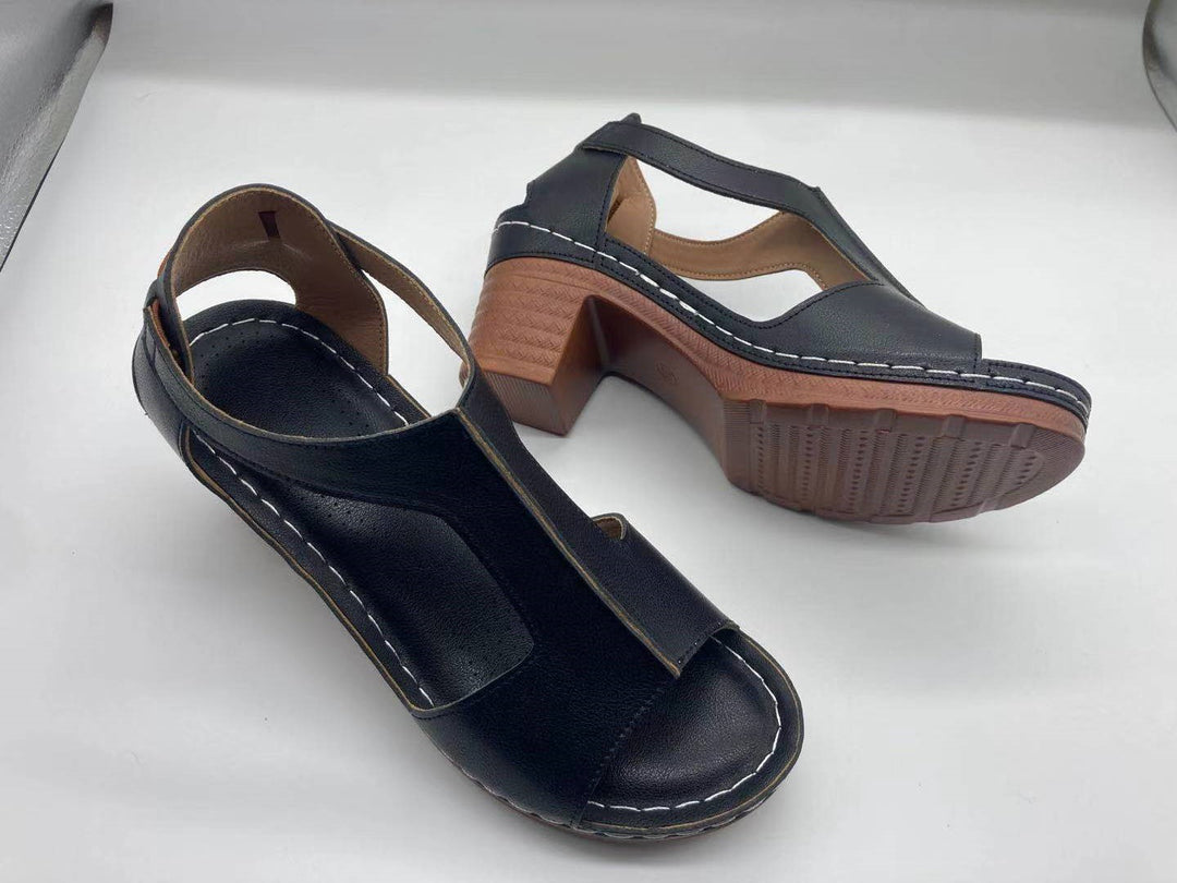 Valeria™ – Chunky Heel Roman Wedge Sandals