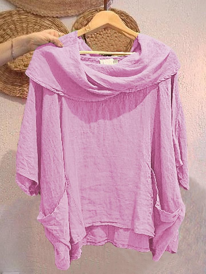 Amara™ – Draped Neck Linen Top