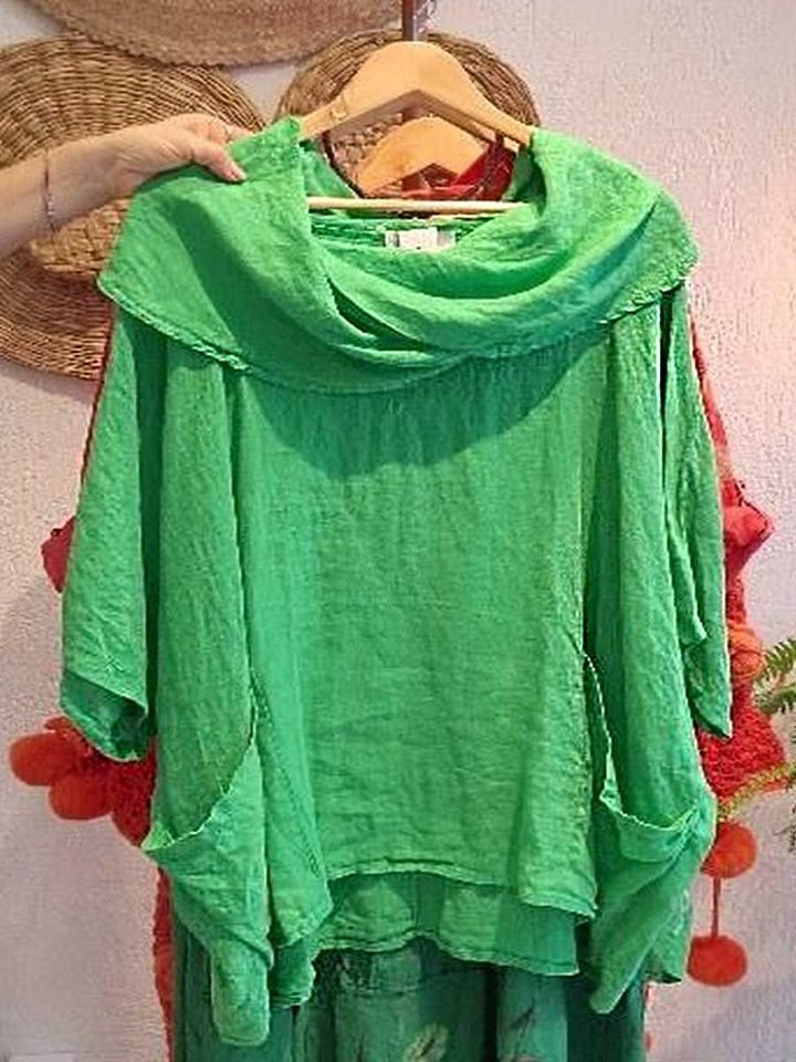 Amara™ – Draped Neck Linen Top