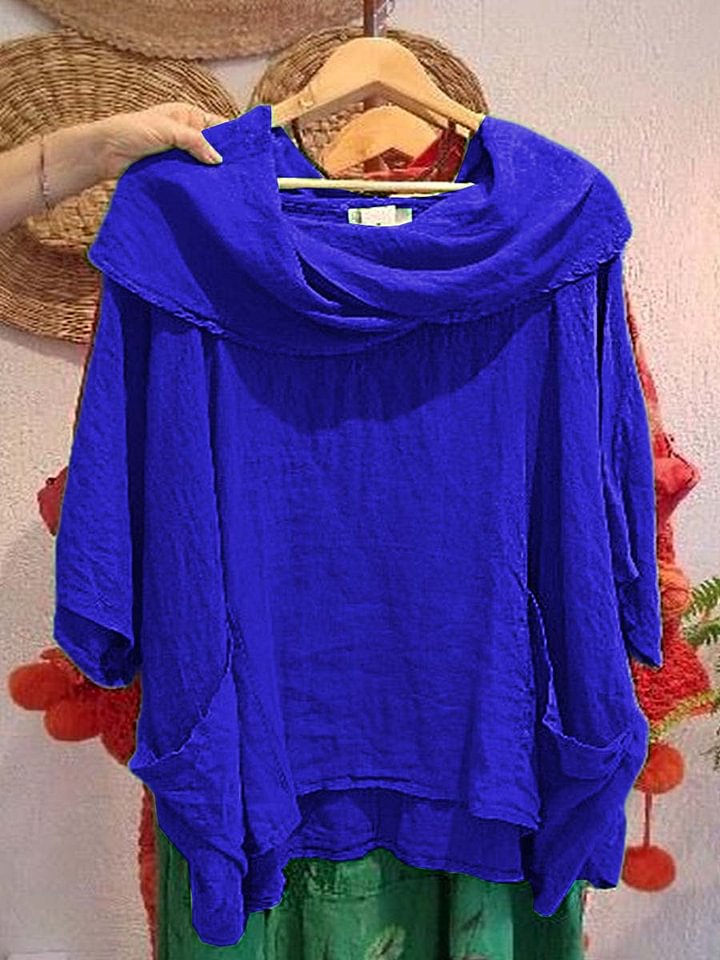 Amara™ – Draped Neck Linen Top
