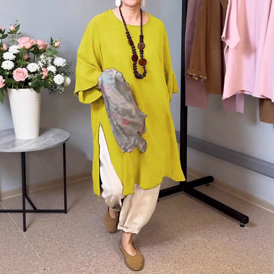 Liora™ – Split-Side Linen Tunic