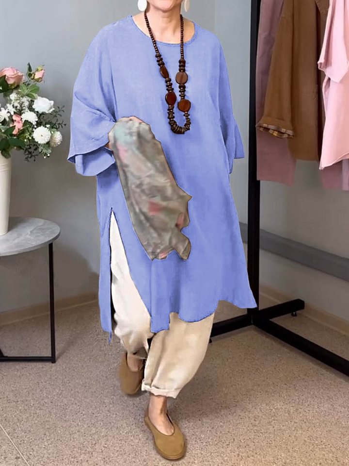Liora™ – Split-Side Linen Tunic