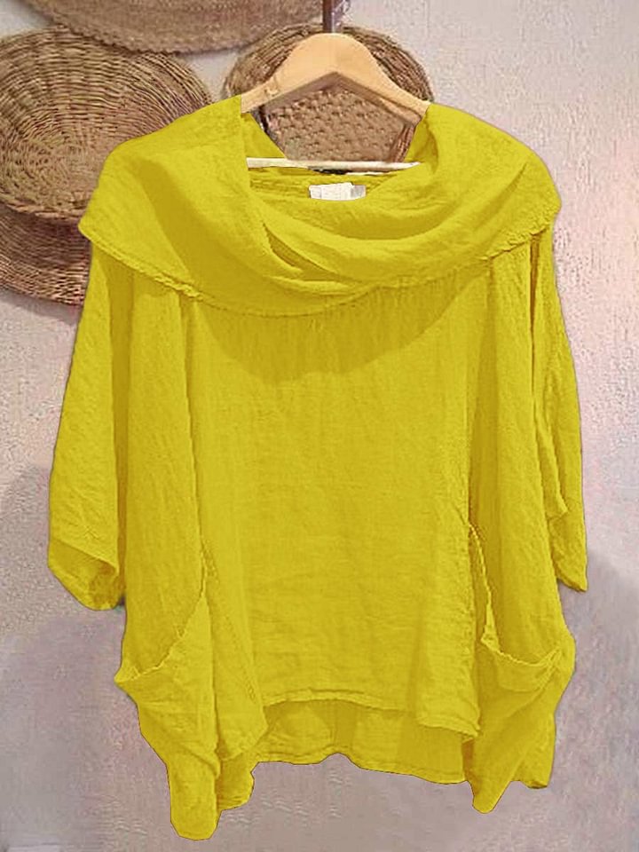 Amara™ – Draped Neck Linen Top
