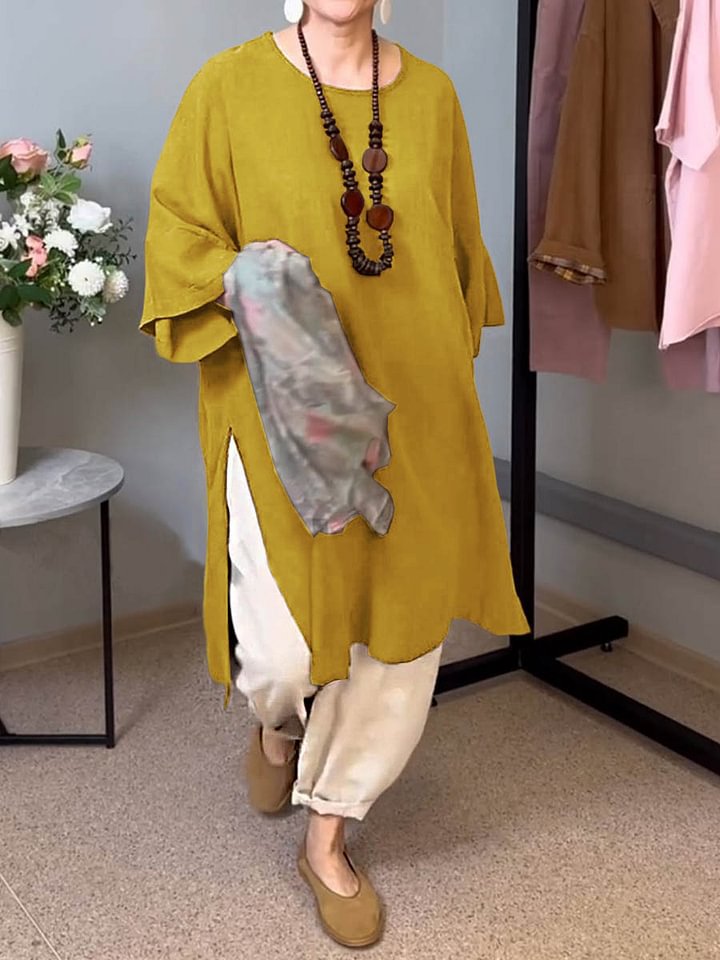 Liora™ – Split-Side Linen Tunic