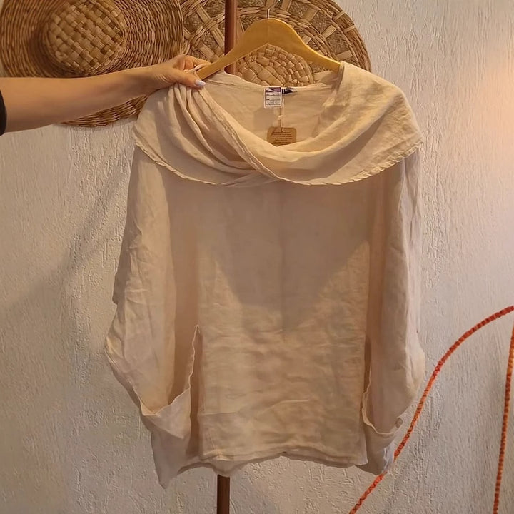 Amara™ – Draped Neck Linen Top