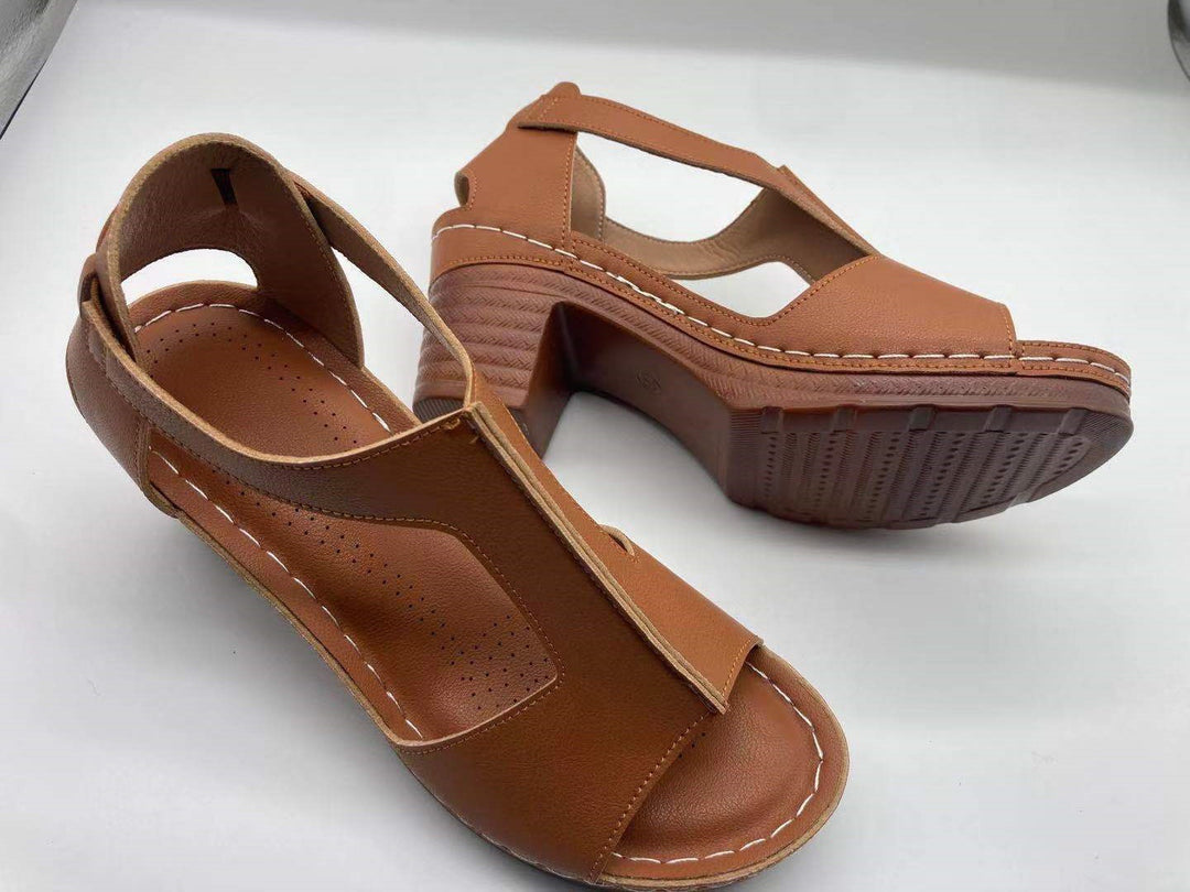 Valeria™ – Chunky Heel Roman Wedge Sandals