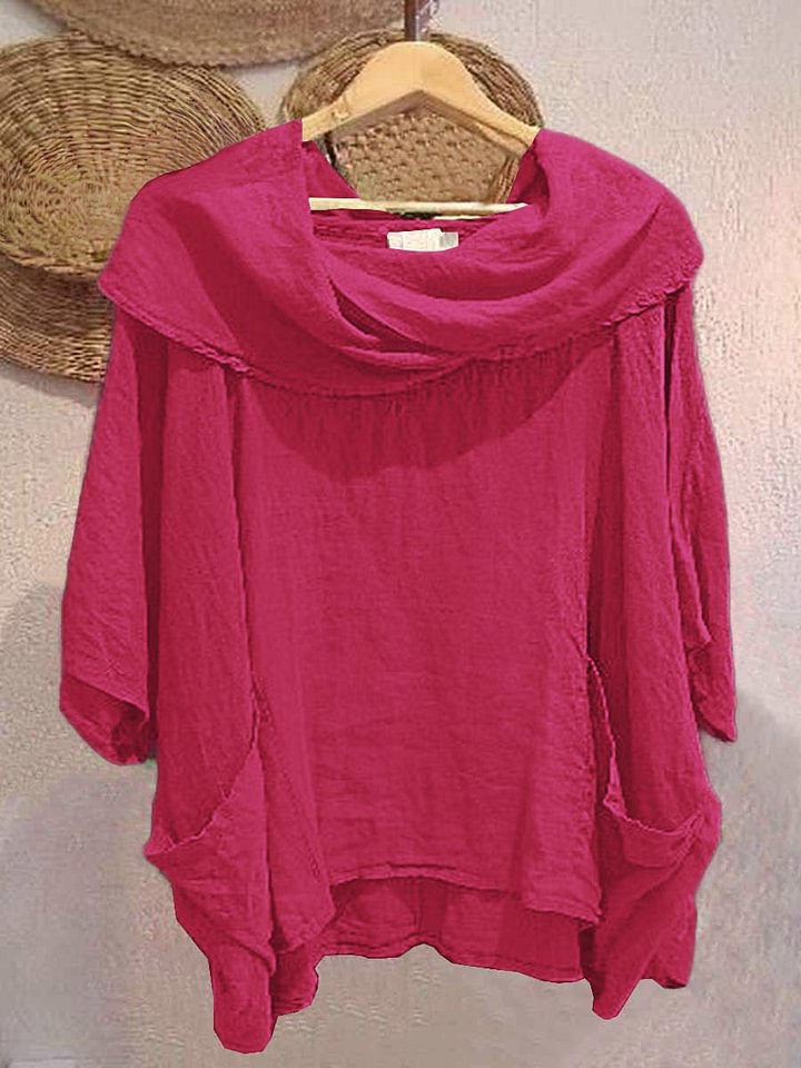 Amara™ – Draped Neck Linen Top