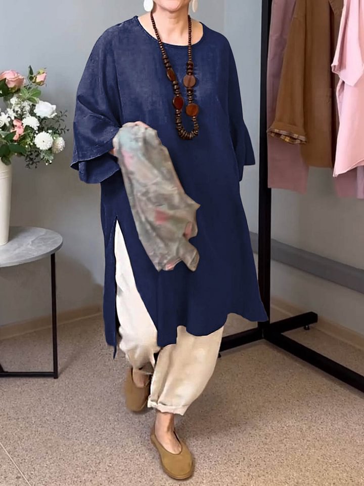 Liora™ – Split-Side Linen Tunic