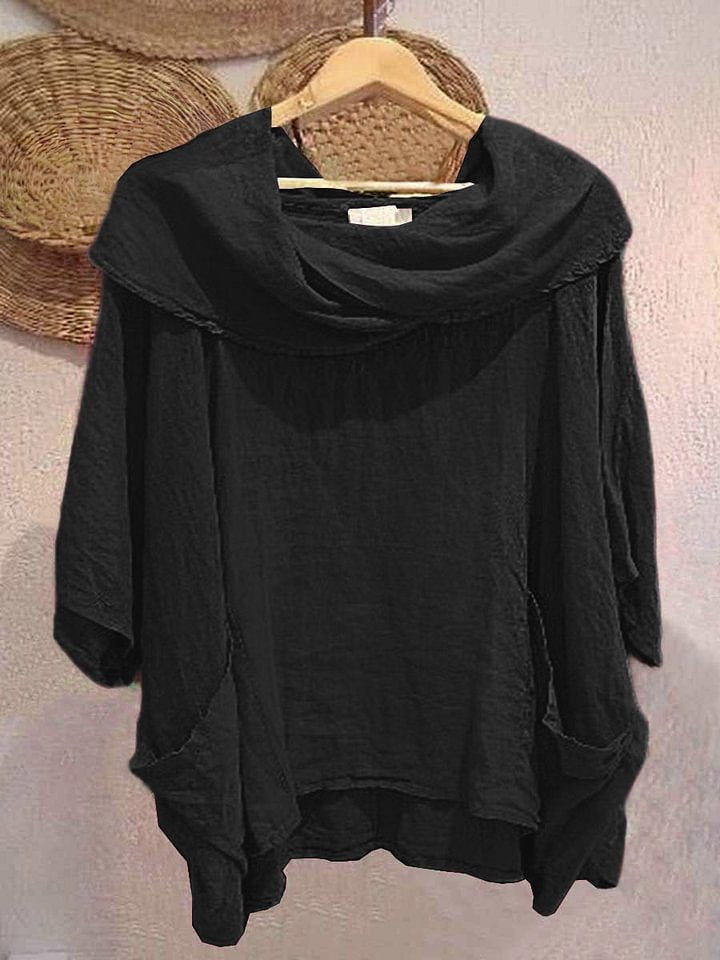 Amara™ – Draped Neck Linen Top