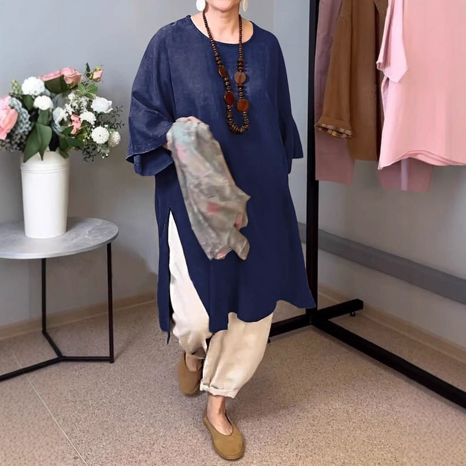 Liora™ – Split-Side Linen Tunic