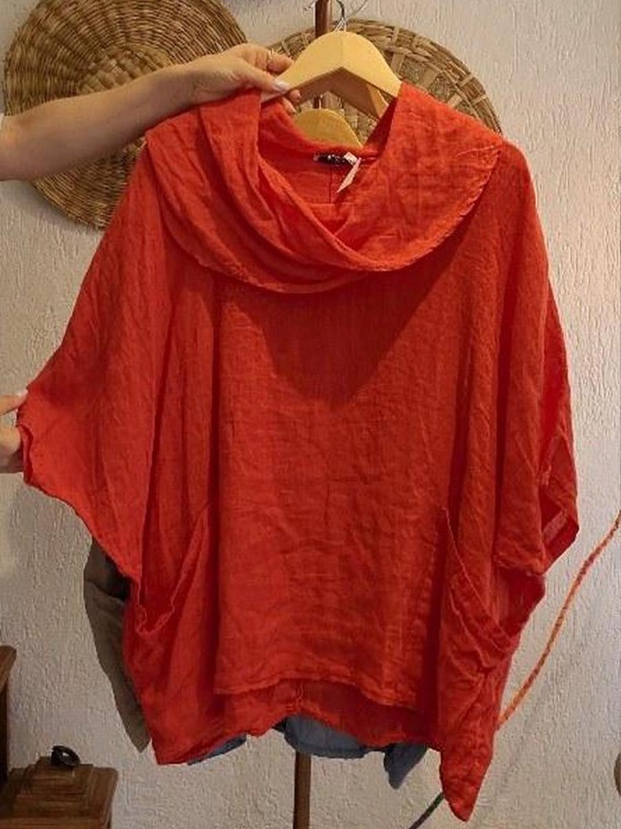 Amara™ – Draped Neck Linen Top