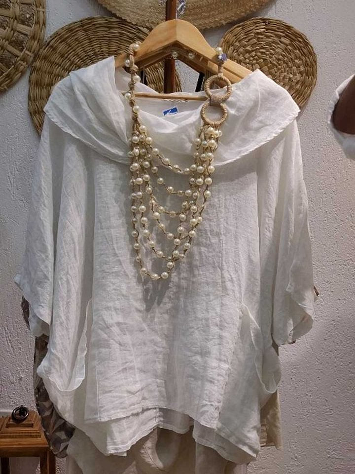 Amara™ – Draped Neck Linen Top