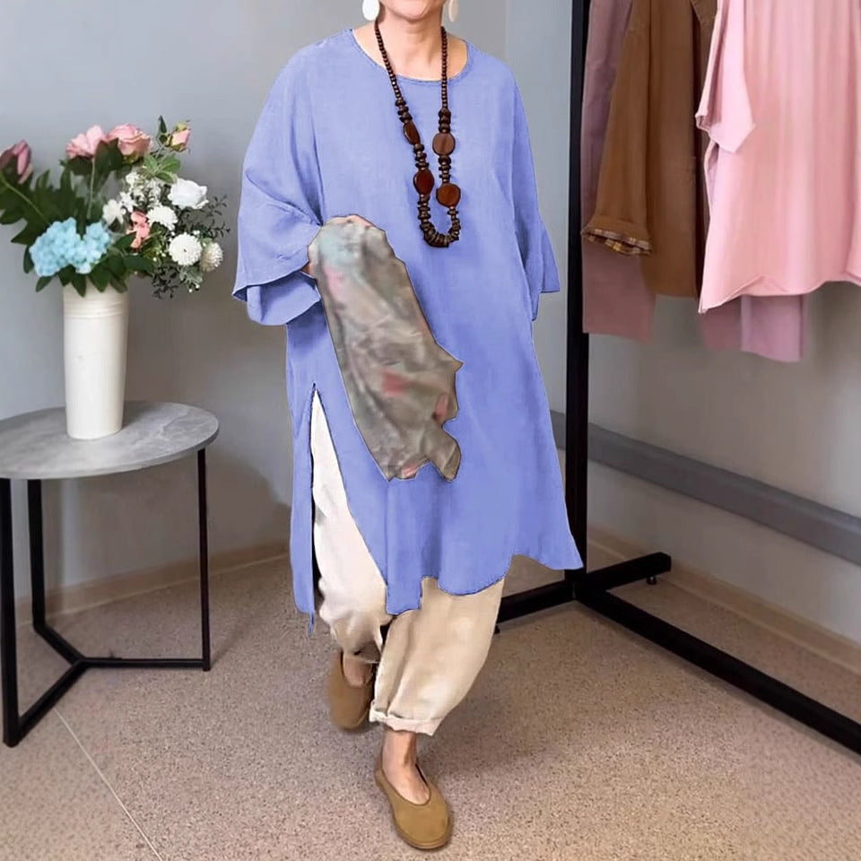 Liora™ – Split-Side Linen Tunic