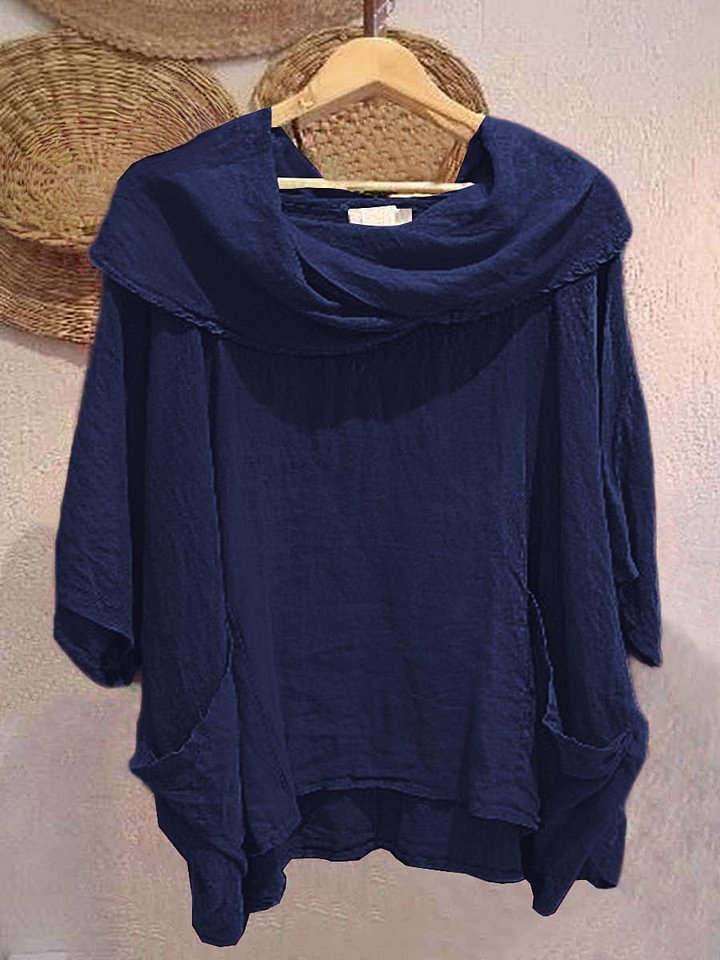 Amara™ – Draped Neck Linen Top